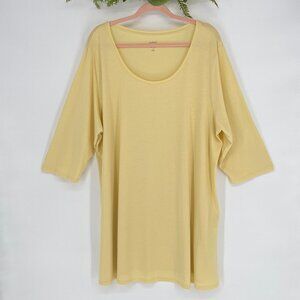 Pure Jill Ballet Sleeve Tunic Yellow 3X Relaxed Fit Soft Cotton Blend Lounge Top